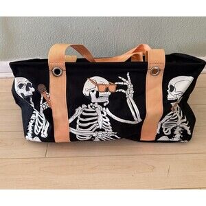 Thirty-One Black with Skeleton Print  Medium Tote Bag